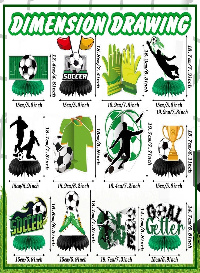 Weekgrat 12 Pcs Soccer Birthday Party Decorations Soccer Honeycomb Centerpieces Sports Themed Table Decorations Football Theme Topper Centerpieces for Birthday Baby Shower Party Supplies - Image 2